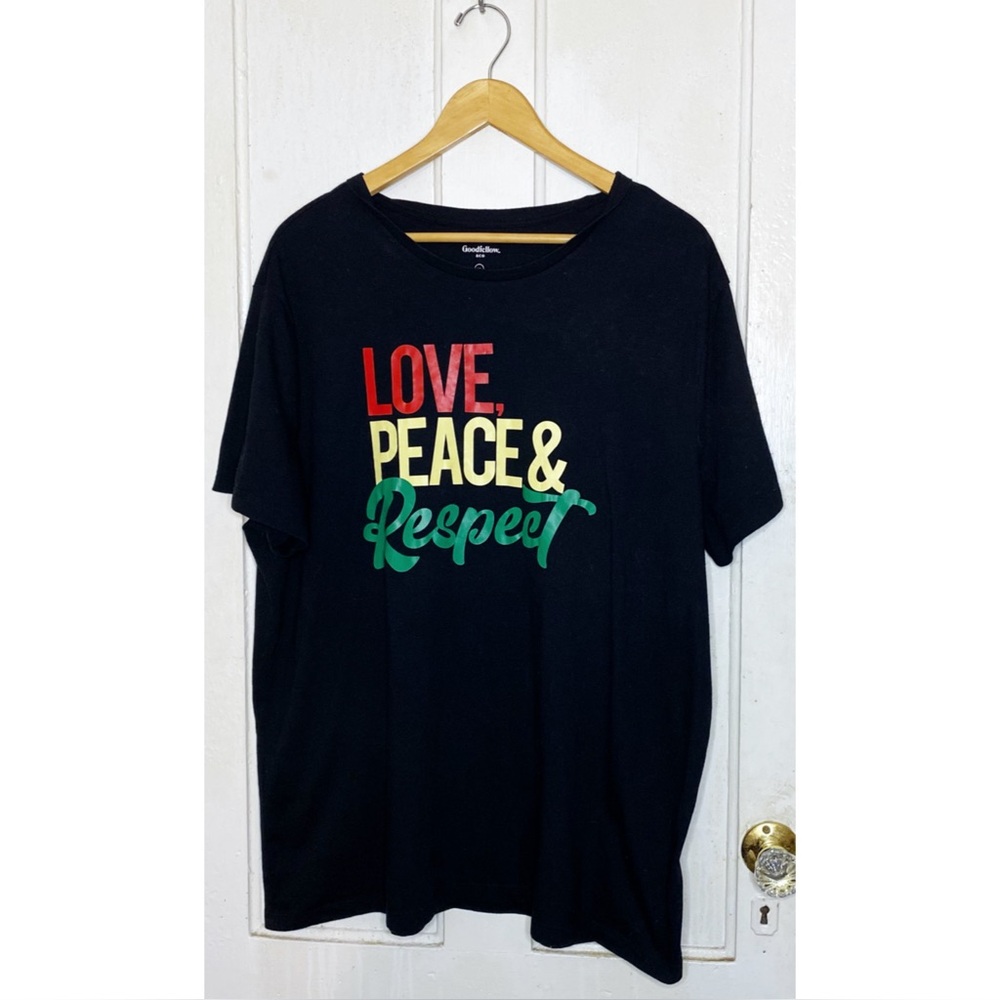 Goodfellow & Co. : size : XXL : unisex ‘love, peace & respect’ graphic rasta tee